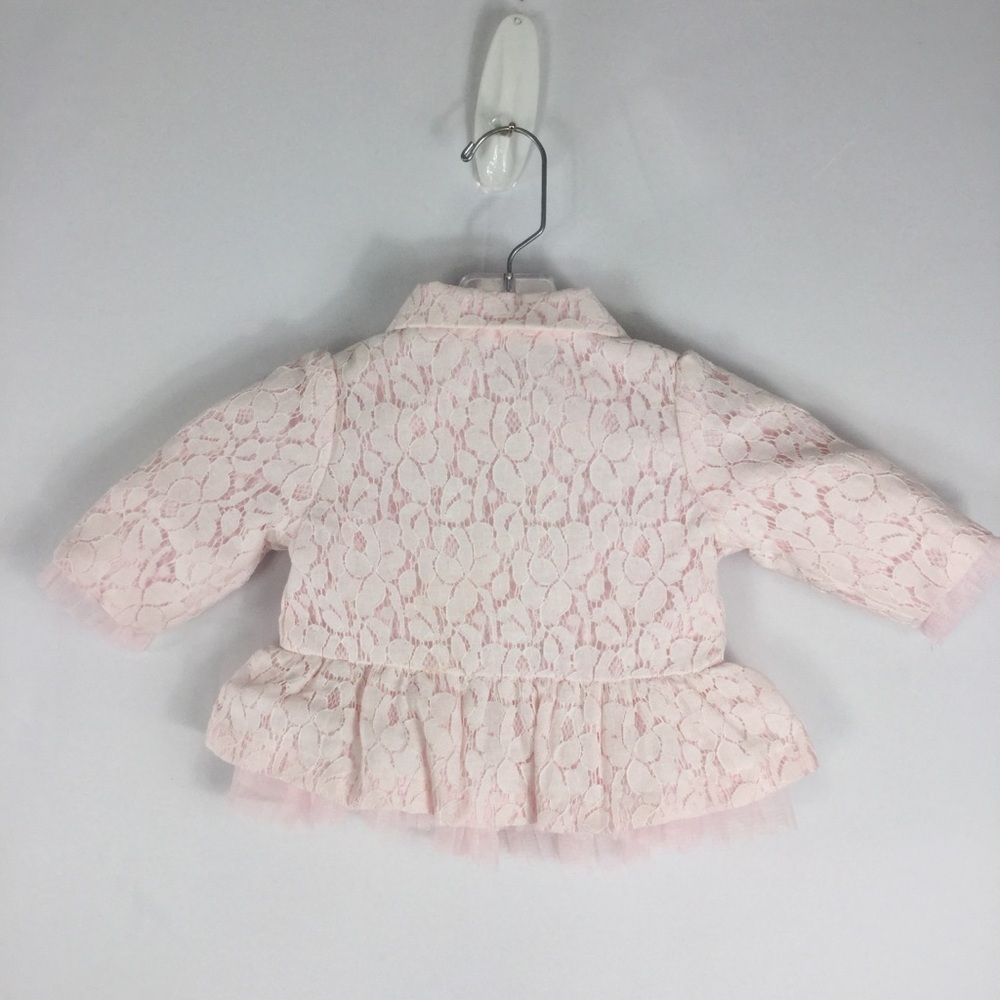 Wendy Bellissimo Baby Girls Pink Lace Jacket With Tulle Trim 6 Months - Picture 6 of 10